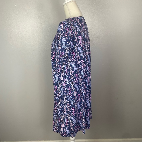 Lilly Pulitzer Blue Cat Short Sleeve Dress Size Large - Picture 5 of 9